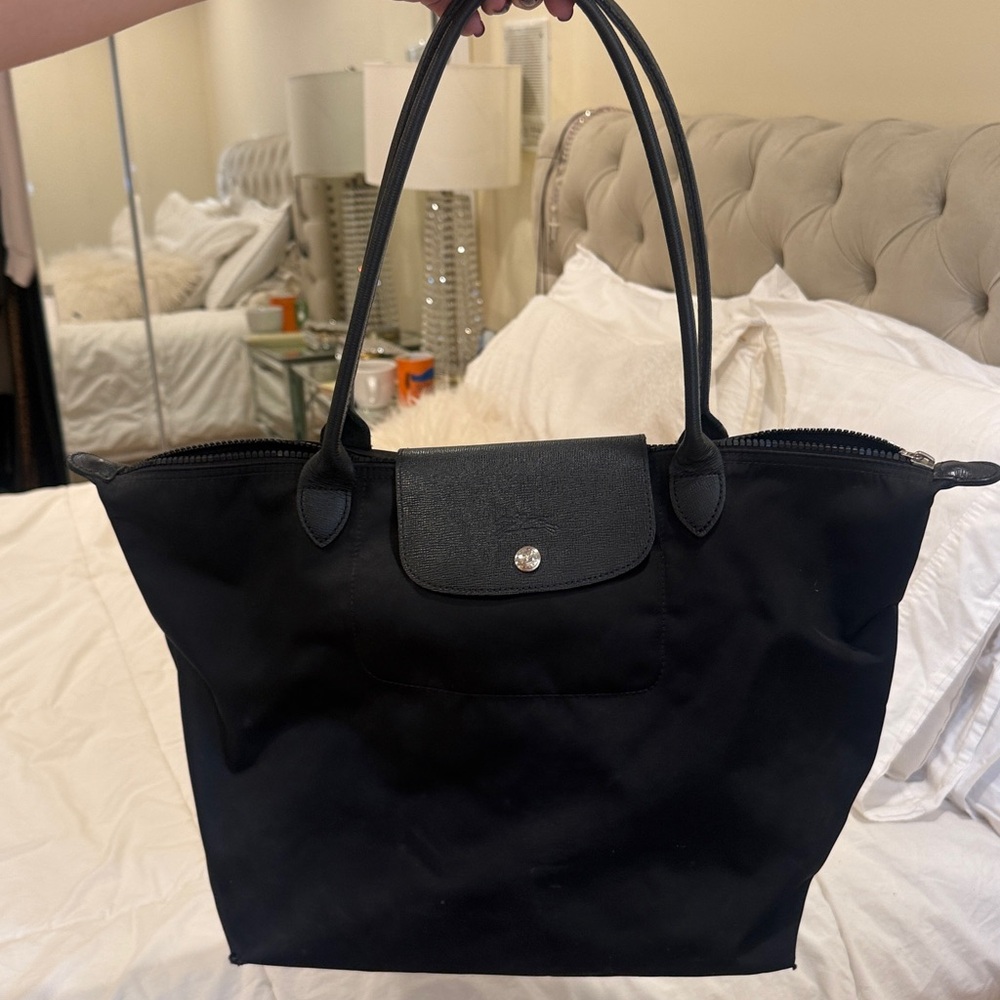 Elegant Black Tote Bag long champ - Picture 2 of 6
